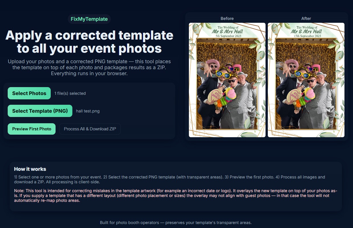 FixMyTemplate - Apply corrected templates to all photos